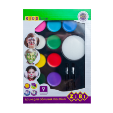 Фарби для гриму лиця та тіла КРЕАТИВ, 9 кольорів стандарт, 105 г. ZB.6570