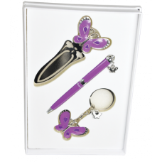 Набір подарунковий "Fly": ручка кулькова + брелок + закладка для книг, фіолетовий LS.132001-07