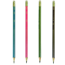 Набір олівців графітових HB, SILVER LINE асорті , з гумкою, 4шт./блістер. BM.8522